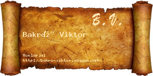 Bakró Viktor névjegykártya